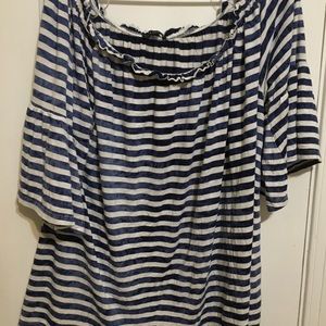 Navy and white striped top